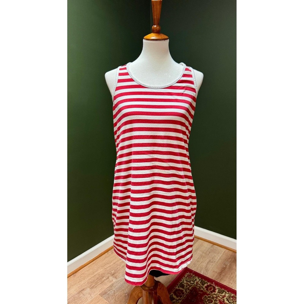 Vintage Faded Glory Red & White Striped Sleeveless Dress‎ Women's L
